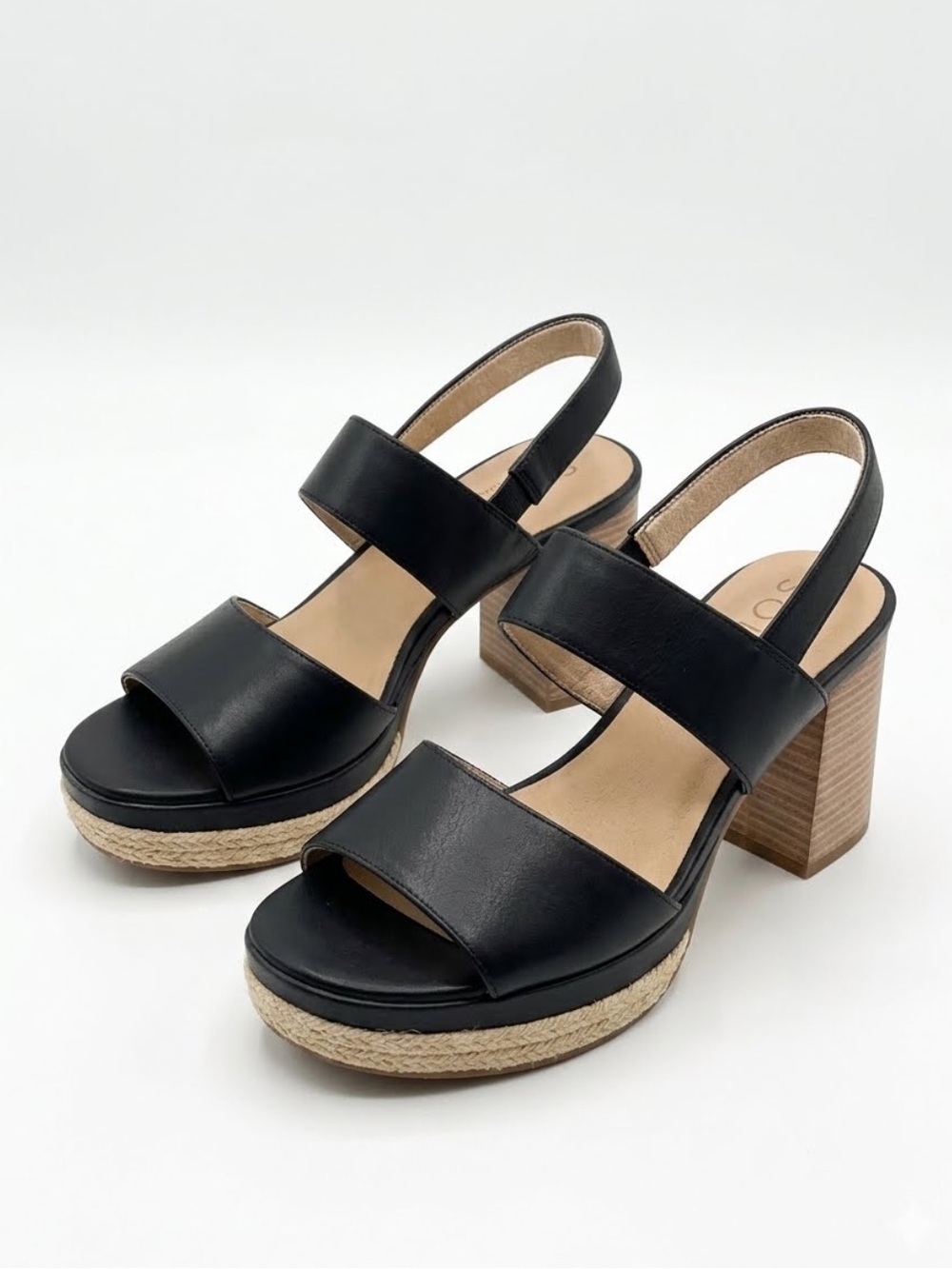 SOUL by Naturalizer Holly heeled sandals black vegan leather tan size 10 new